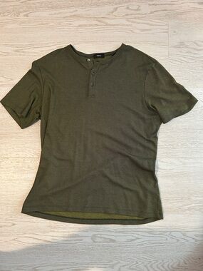 Theory Olive Short-Sleeve Henley Tee